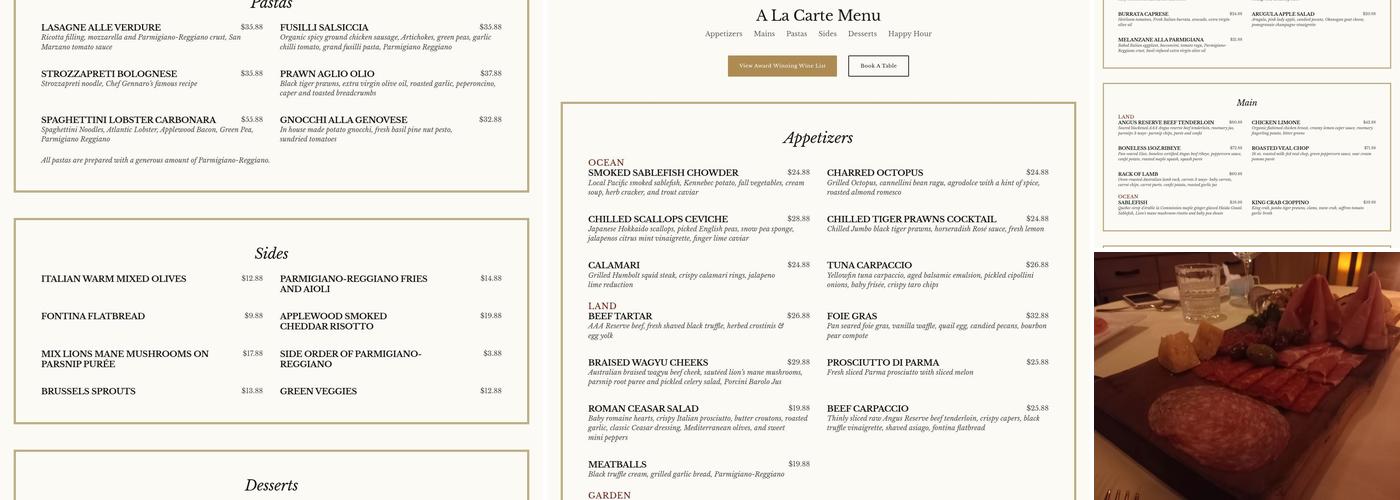 La Terrazza Menu
