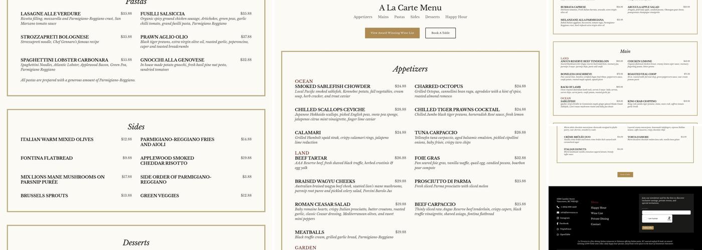 La Terrazza Menu
