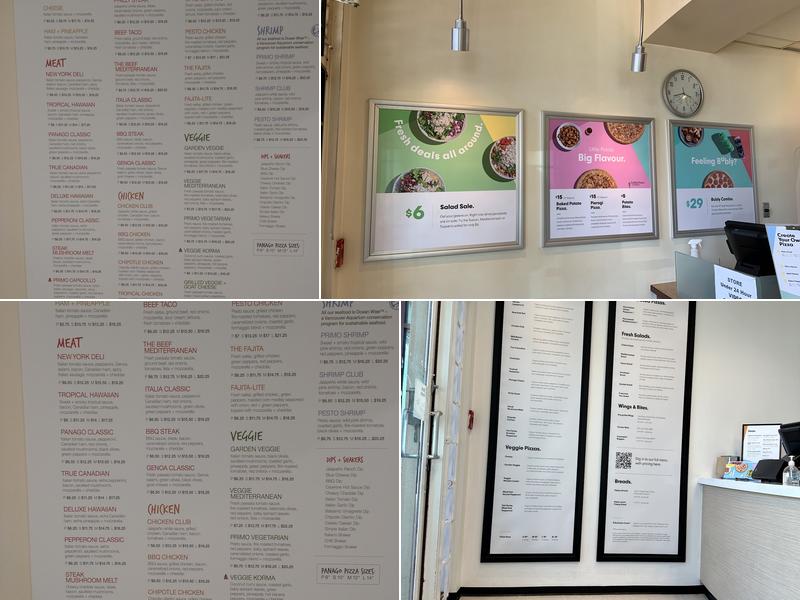 Panago Pizza Menu