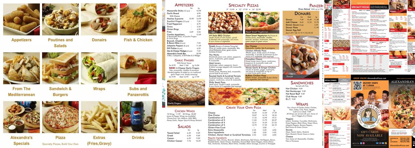 Alexandra's Pizza Woodside Menu