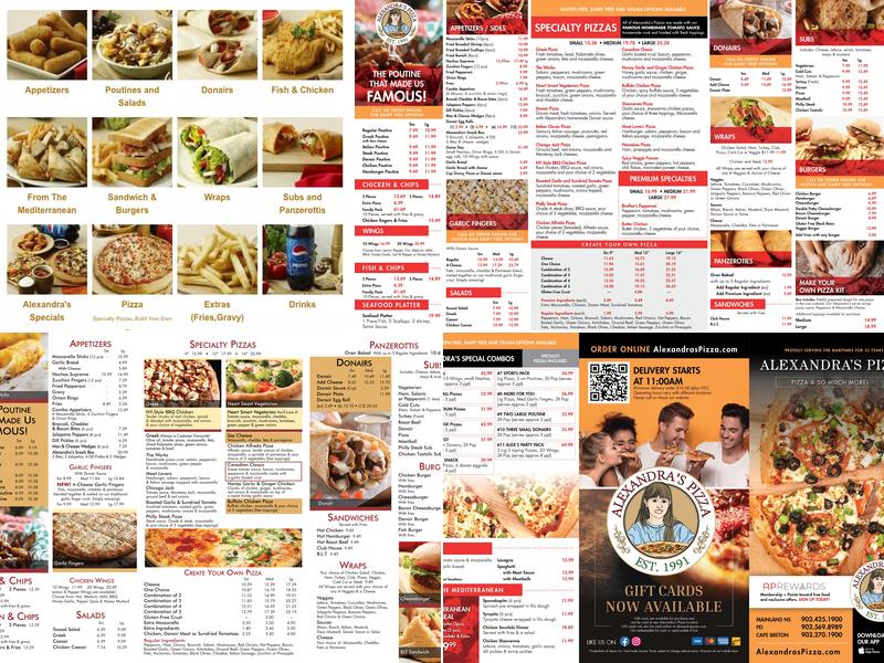 Alexandra's Pizza Woodside Menu