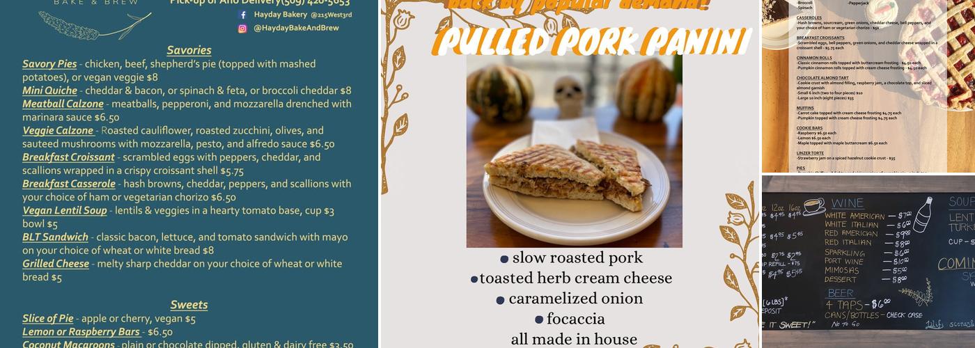 Hayday Bake and Brew Menu