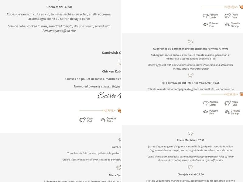 Toucheh Restaurant Menu