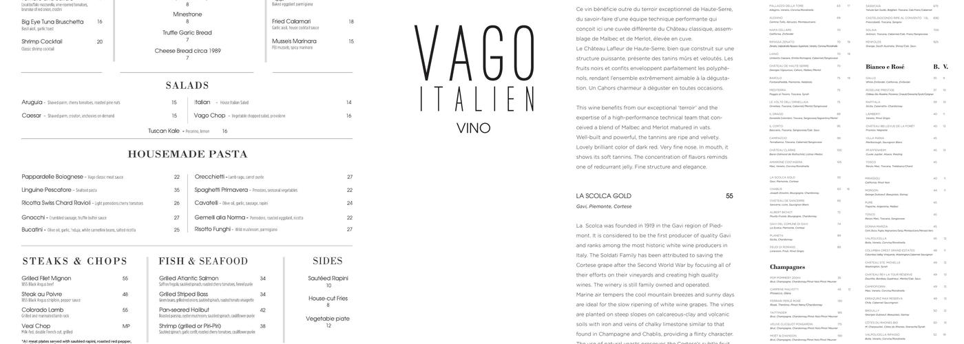 Vago Menu