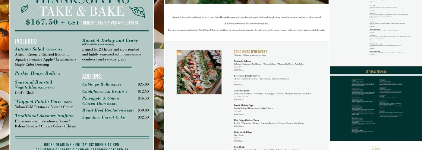 A Cappella Catering Menu