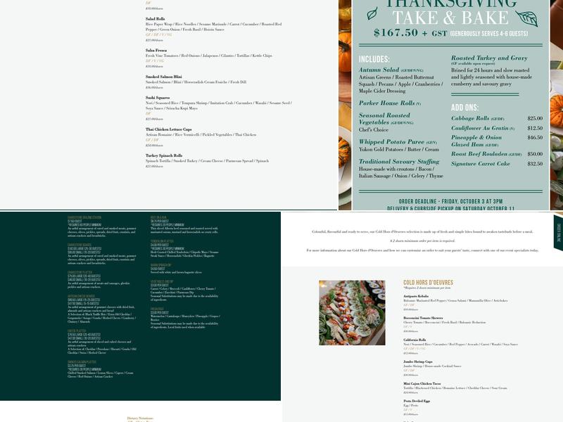 A Cappella Catering Menu