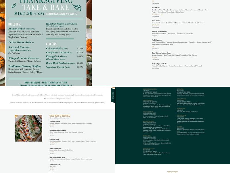 A Cappella Catering Menu