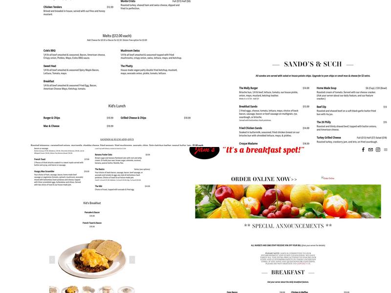 Jam's Menu