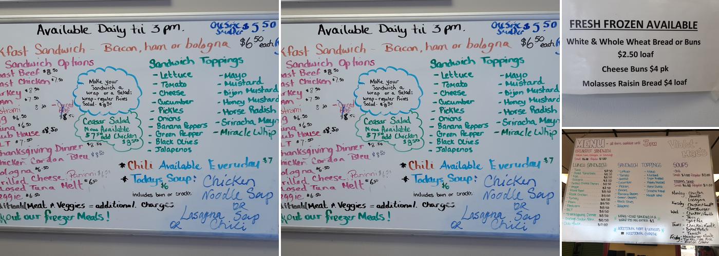 Violet Mae's bakery Menu