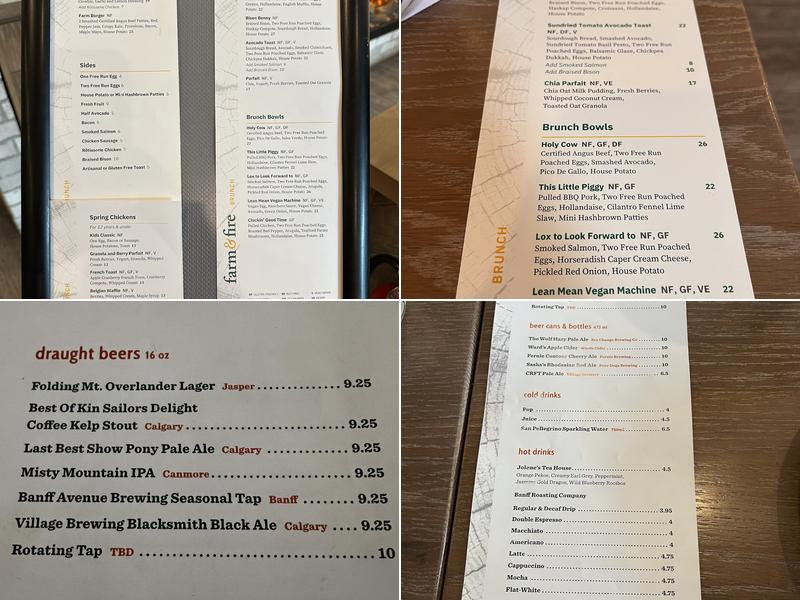 Farm & Fire Menu
