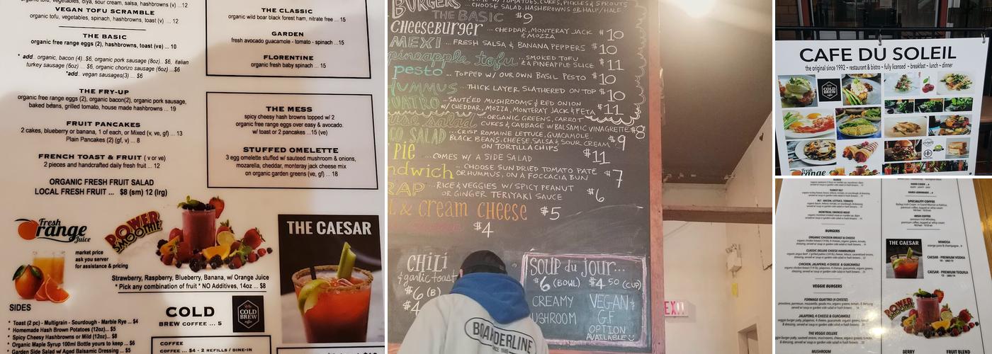 Cafe Du Soleil Menu