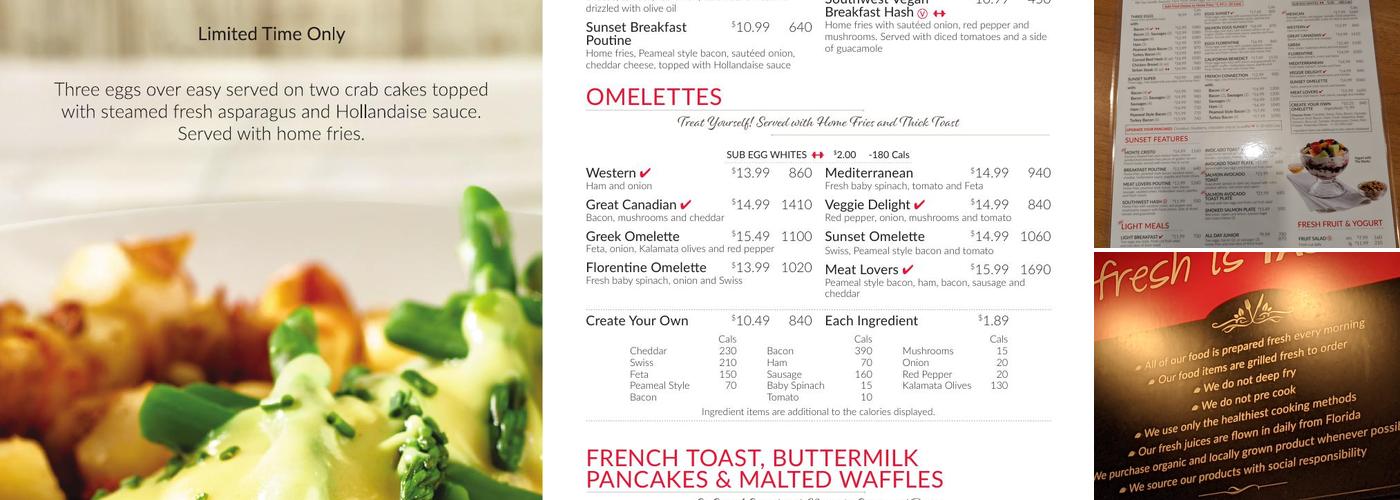 Sunset Grill Menu