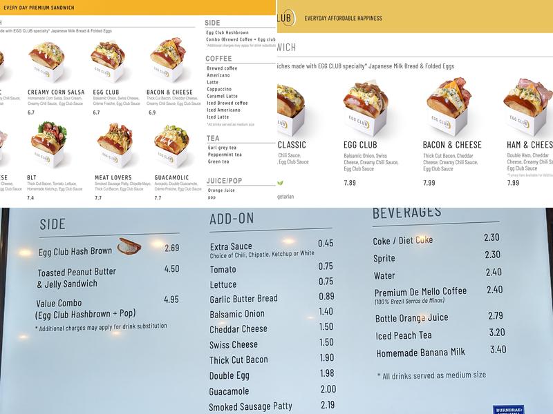 Egg Club Dundas Menu