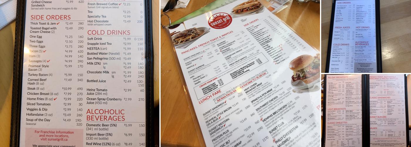 Sunset Grill Menu