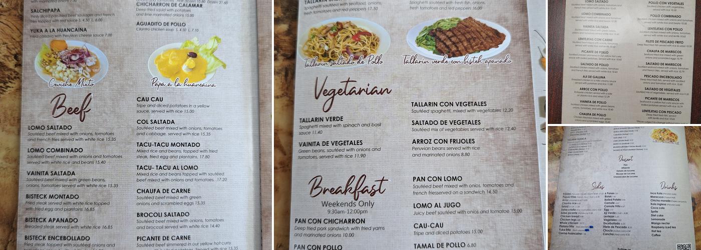 Ají Verde Menu