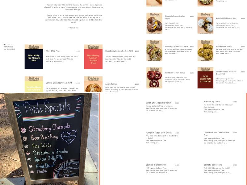Babes Ice Cream & Donuts Menu
