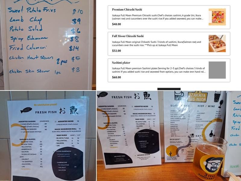 Izakaya Full Moon Menu