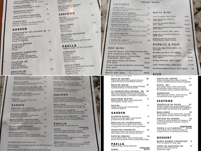 Botellón Spanish Tapas & Wine Menu