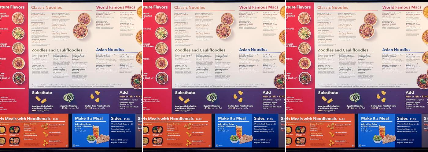 Noodles and Company Menu