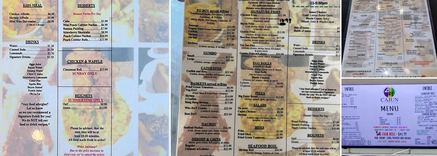 DB's Cajun Kitchen Menu