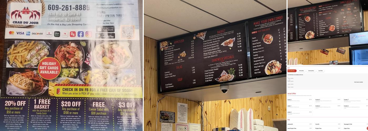 Crab Du Jour Lumberton NJ Menu