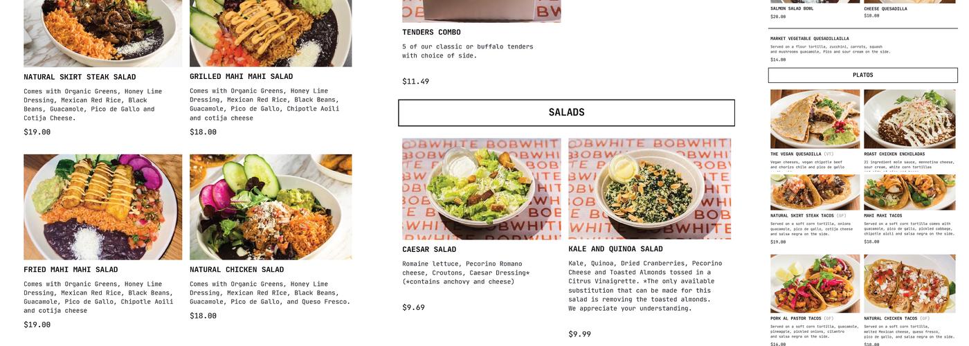 JACX&CO Food Hall Menu