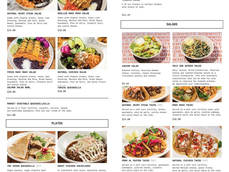 JACX&CO Food Hall Menu