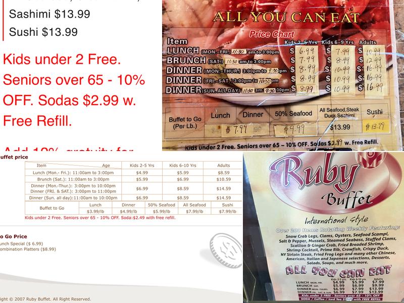 Ruby Buffet Menu