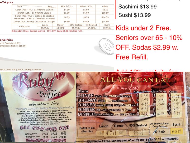 Ruby Buffet Menu
