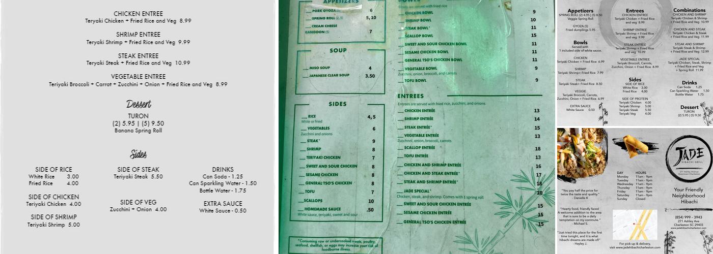 Jade Hibachi Grill Menu