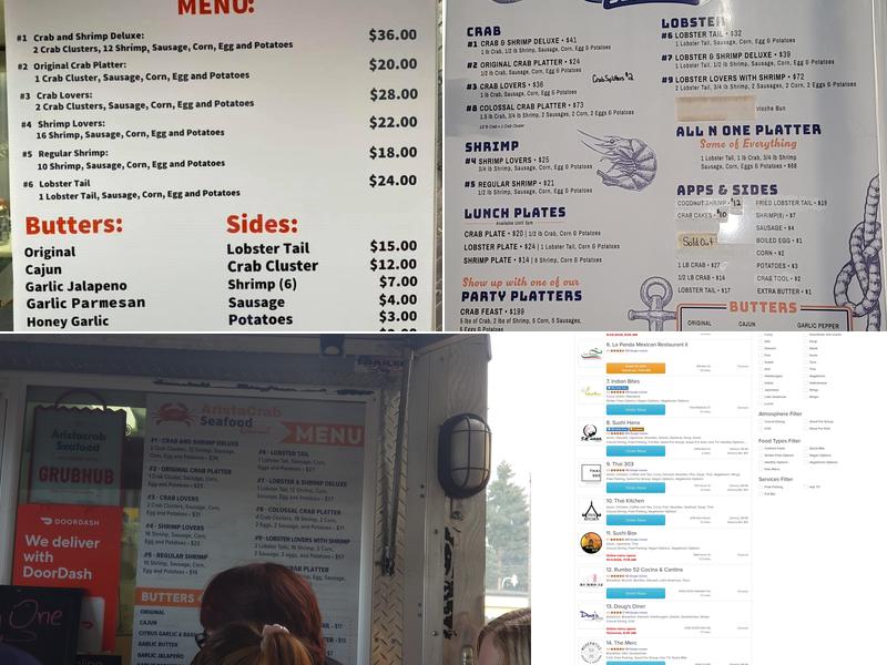 Aristacrab Seafood Restaurant Menu