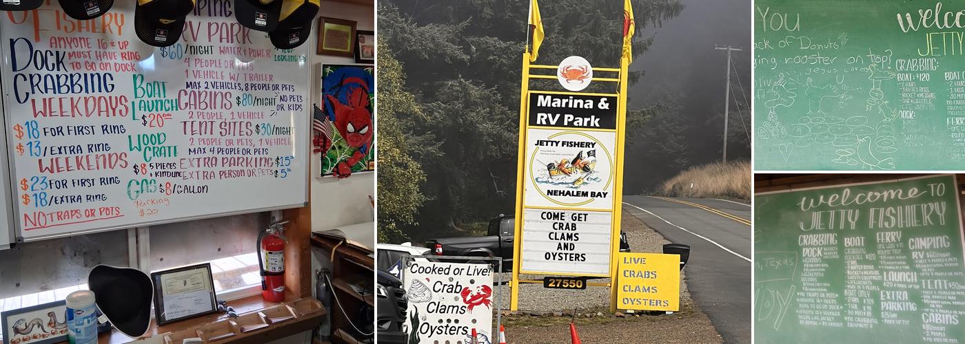 Jetty Fishery Marina & RV Park Menu
