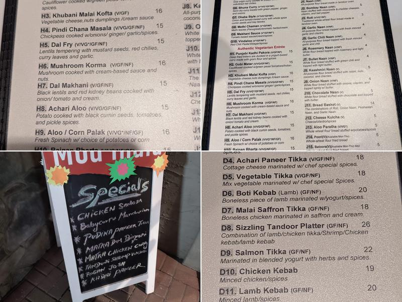 Mod India Restaurant Menu