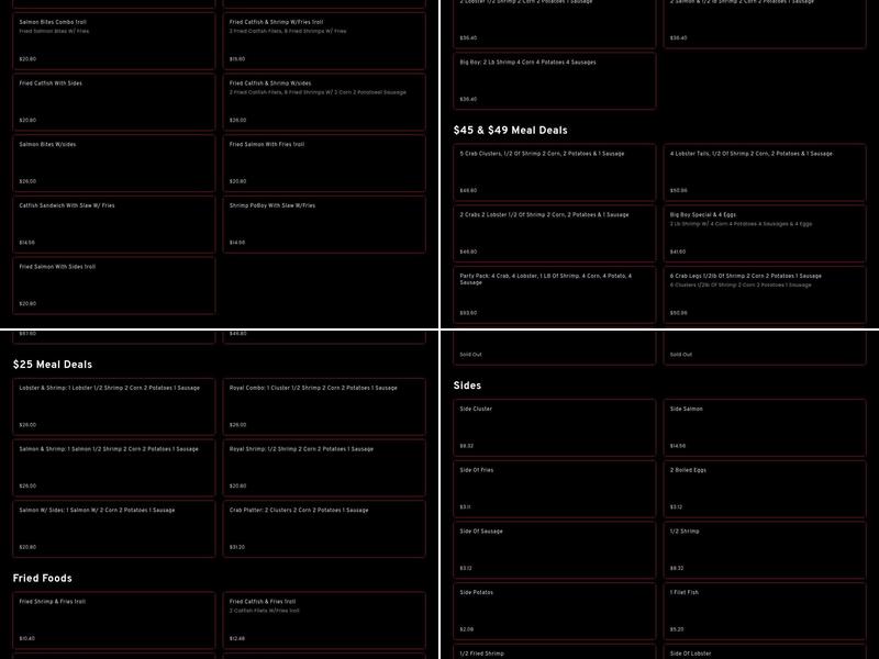 Straight Drop Seafood Memphis Menu