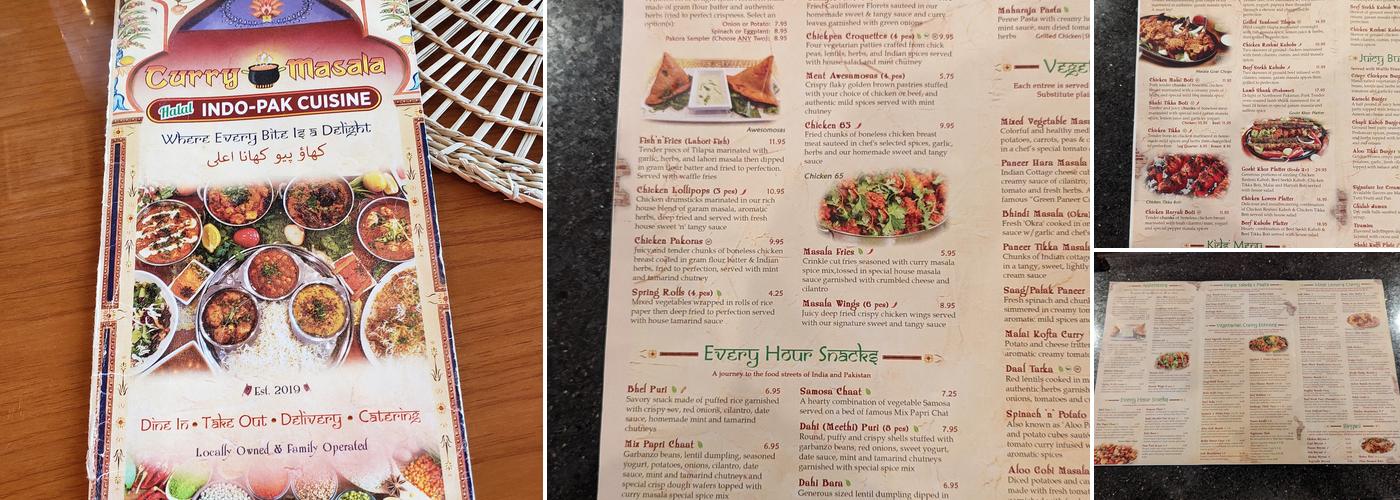 Curry Masala Menu