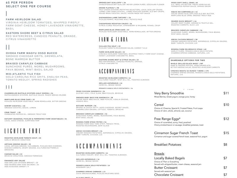 Estuary Menu