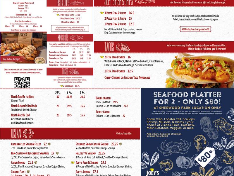Joey’s Seafood Restaurants Menu