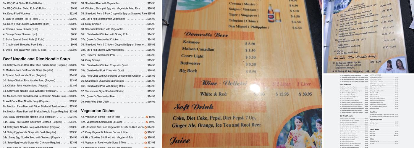 Bolsa Restaurant Menu