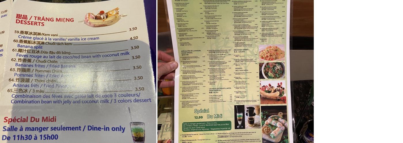 Pho Moderne Menu
