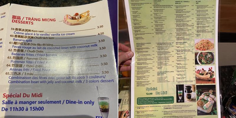 Pho Moderne Menu