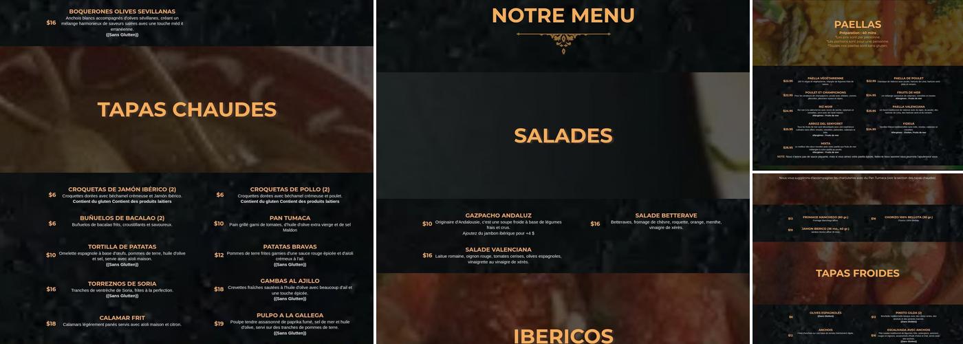 Montreal Paella Menu