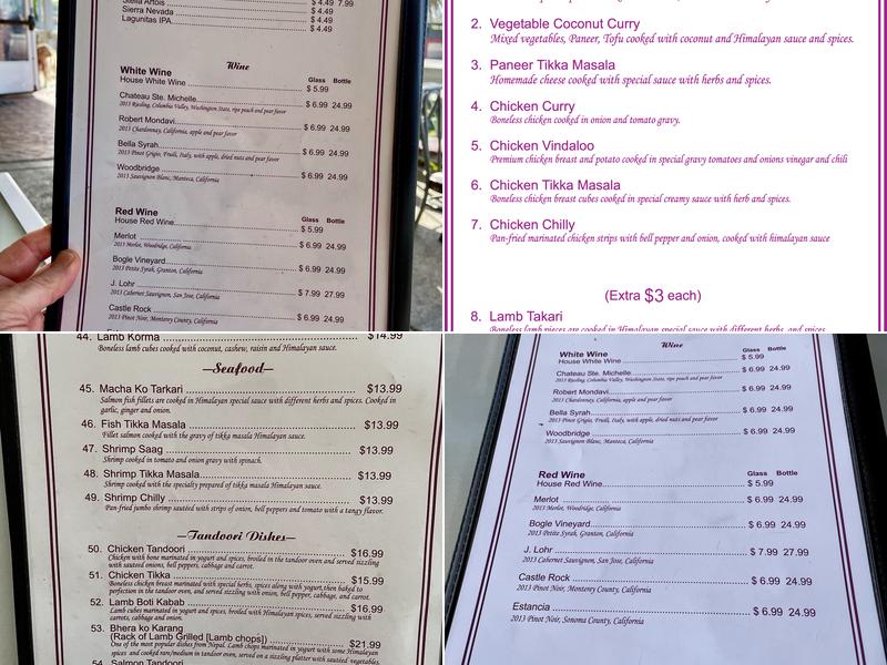 Everest Himalayan Cuisine, Encinitas, Downtown 101 Highway CA Menu