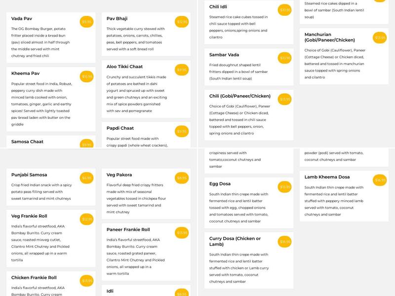 Bombay Express बॉम्बे एक्सप्रेस Menu