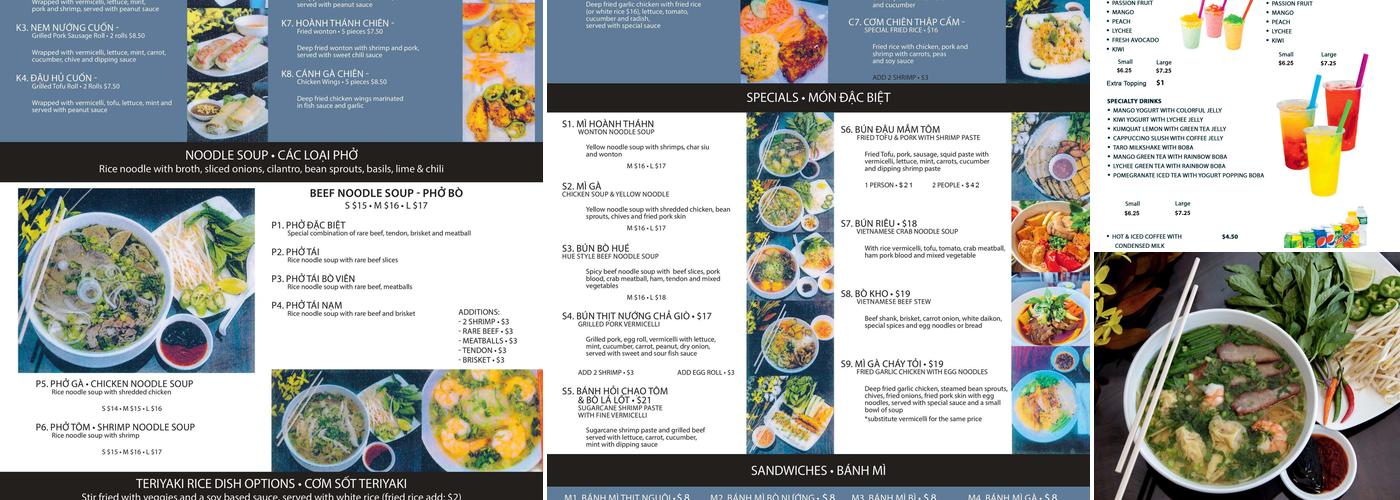 VN Phở Menu