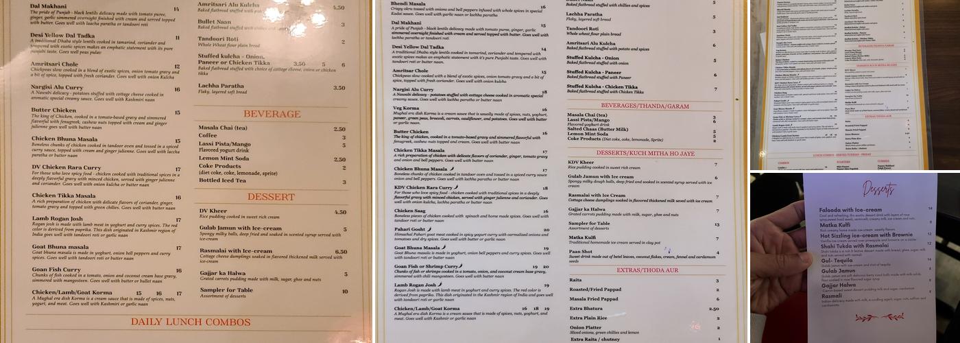 Khanna's Desi Vibes Menu