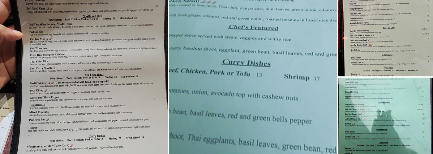 Thoom's Thai Kitchen Menu