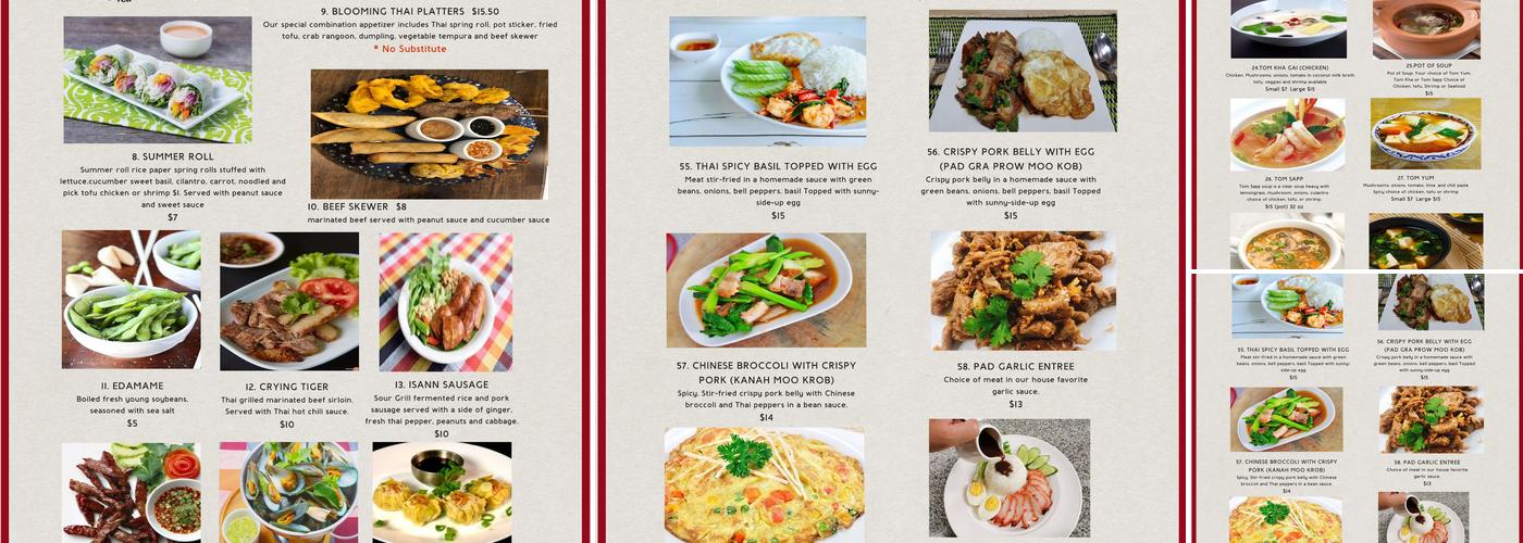 Blooming Thai Menu
