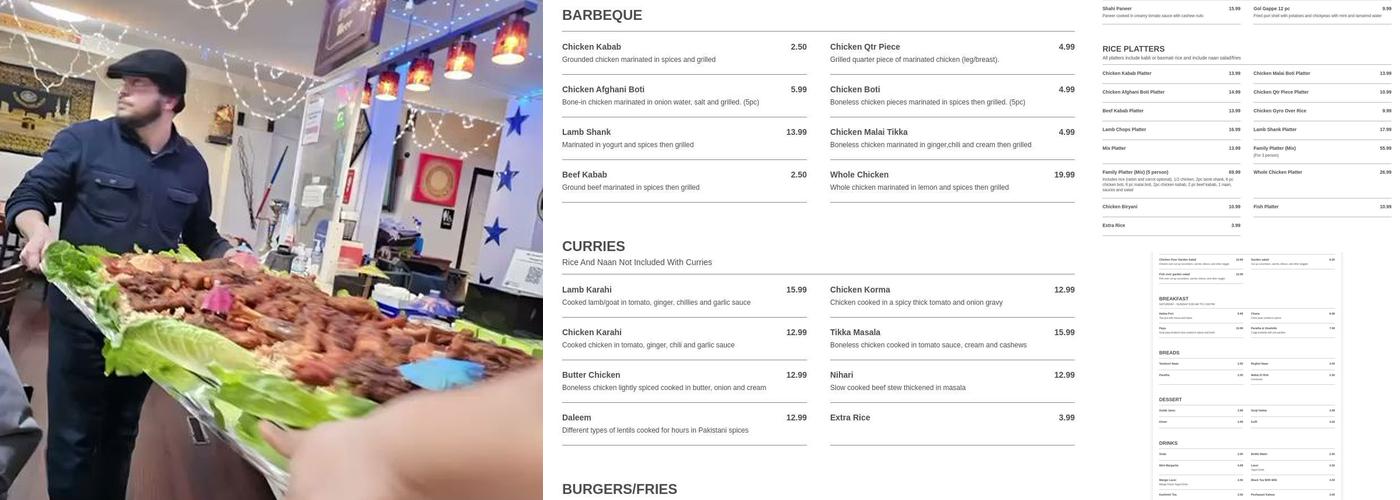 Spice & Beyond Grill Menu