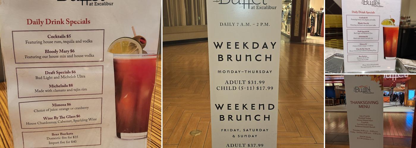 The Buffet at Excalibur Menu