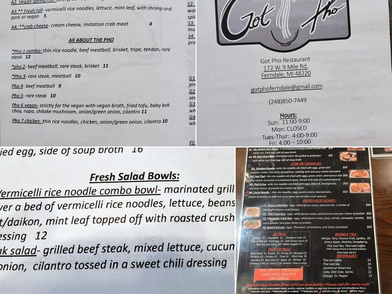 Got Pho Menu